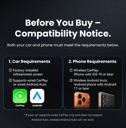 Vention 2in1 Wireless CarPlay Adapter Android Auto For OEM Car Plug and Play AI Smart Box WiFi Bluetooth Auto Connection