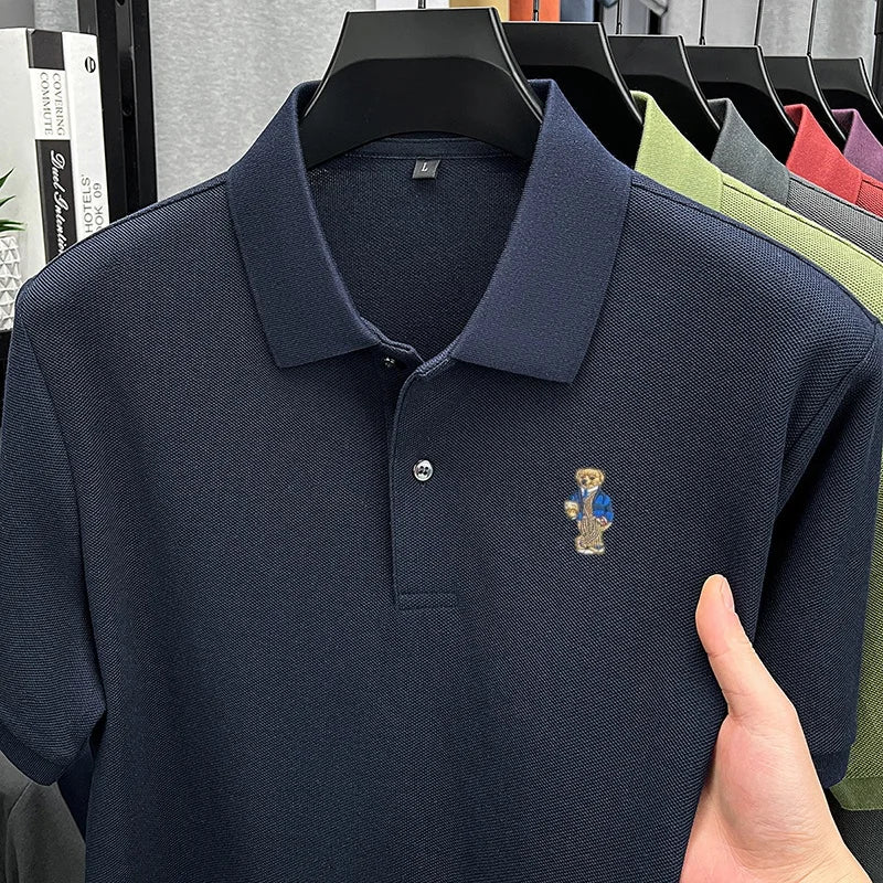 100%cotton Classic Trend Men Short-Sleeved Polo Shirt Lapel Button Various Colors Embroidery Comfortable Ventilate Men'sClothing