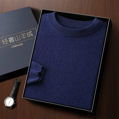 Fashion 100% Merino Wool Men's Sweater O-Neck Long Sleeve Pullover Spring Autumn Winter Basic Jumper Clothing Knitwear Tops