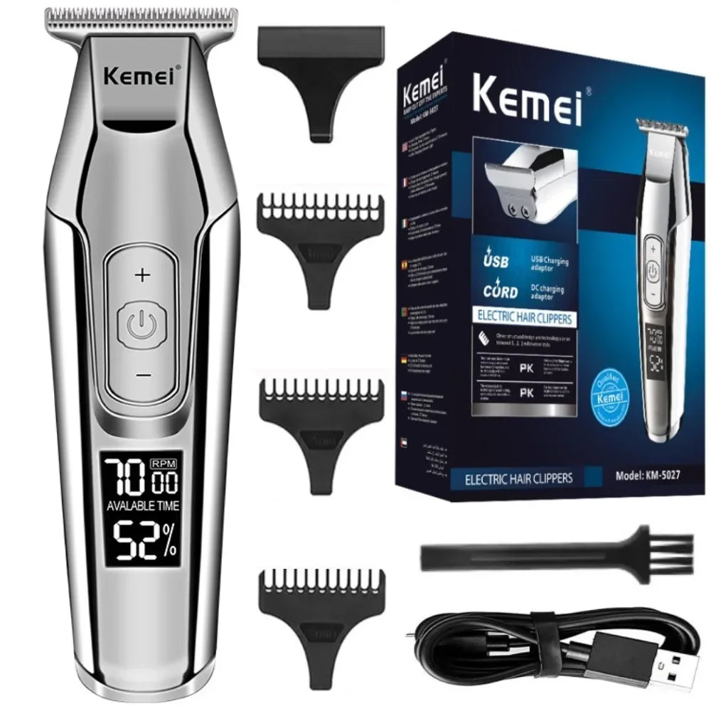 Kemei Hair Clipper KM-5027 Or Blade Trimmer for Men Adjustable Speed LED Digital Hair Clipper Carving Clippers Electric Razor