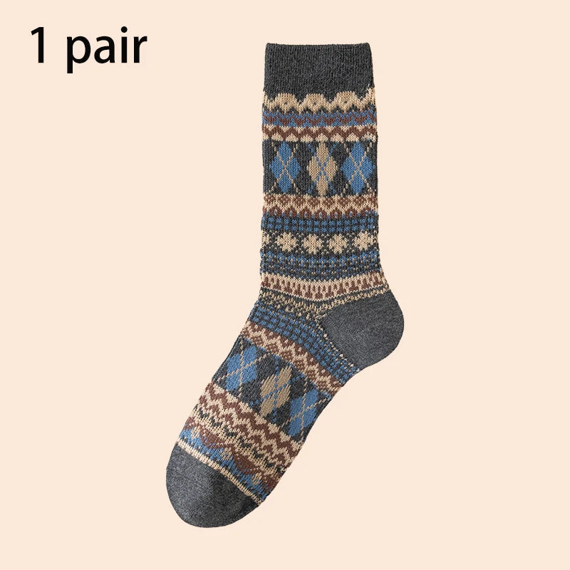 Men's Dress Socks, Cotton Crew Socks, Breathable and Sweat-Absorbing, Funky Colorful Pattern Crew Socks