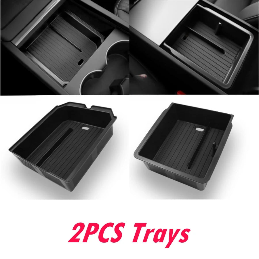 For Tesla Model Y 2025 2026 Center Console Organzier Tray Model 3 Highland 24-26 Armrest Box Hidden Storage Box Cup Holder