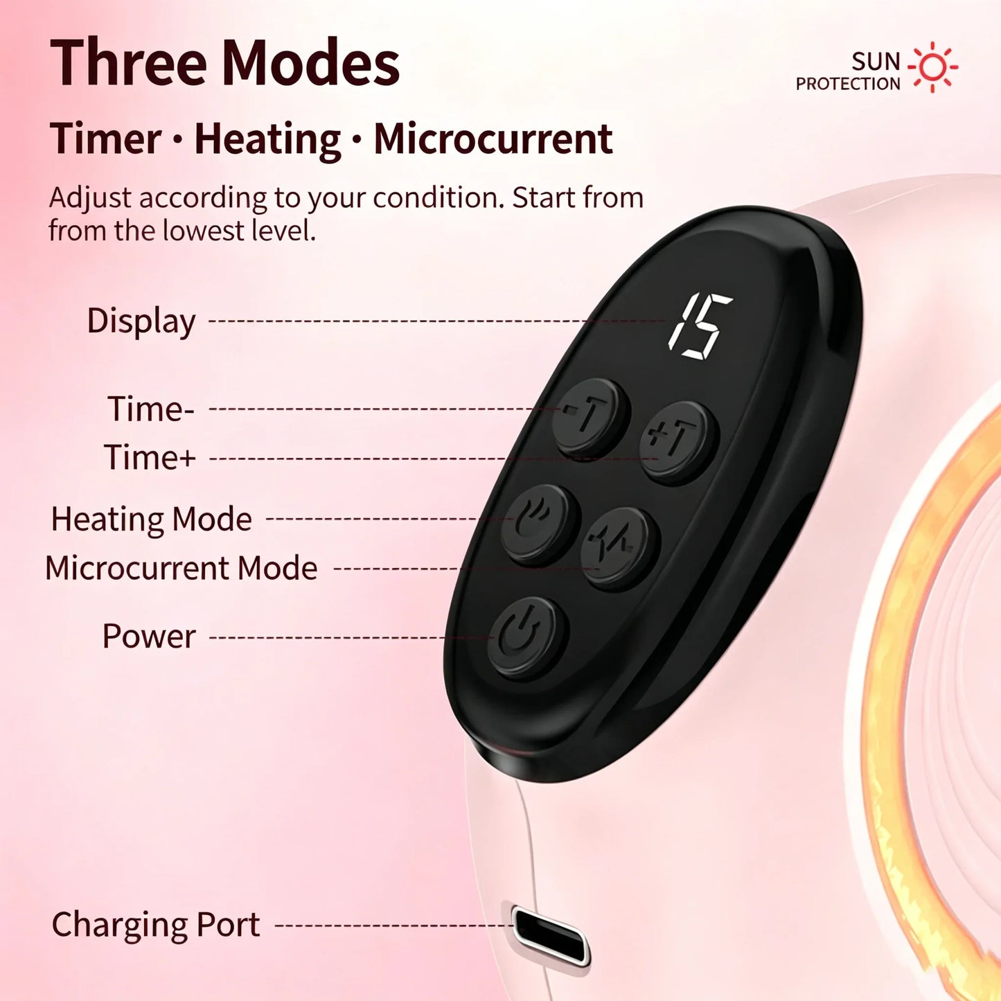 Facial Skin Tightening Device EMS Microcurrent Red Light Heating Vibration Anti-Wrinkle Face Beauty Machine Rechargeable