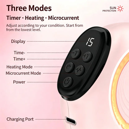 Facial Skin Tightening Device EMS Microcurrent Red Light Heating Vibration Anti-Wrinkle Face Beauty Machine Rechargeable