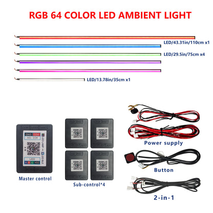 FOR YOUR CAR 6/18 in 1 Acrylic Car Ambient Light RGB 213 Color Symphony Acrylic APP Streamer Atmosphere Lamp Kit Sunroof light