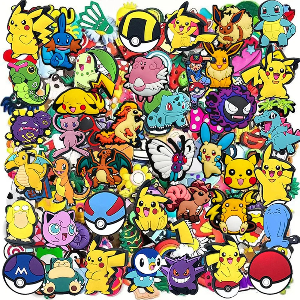 20-100Pcs Potdemiel Pokemon Series Shoe Charms For Slides Clog Sandals Shoes Decorations Accessories For Friend Party Gifts