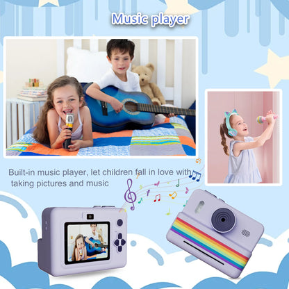 kids instants camera with 32GB memory card&color pencil, dual cameras, flashlight, the perfect gift for boys and girls.
