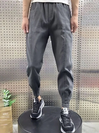 Trousers Slim Gray Joggers Sweatpants for Men Solid Harajuku Fashion Elegant Deals Cool Retro Autumn Winter Y2k Man Sports Pants