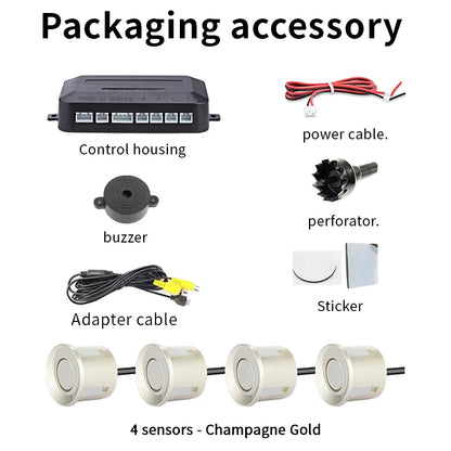 Rear View Parking Sensor System 4 Waterproof Sensors 22mm AHD/CVBS Compatible Display Car Safety Radar For Vehicle Truck Van RV