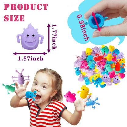 20/40/60pcs Monster Finger Puppets Toys,Cute Rubber Finger Doll Toys,Mini Rubber Stretchy Fidget Bath Toy for Party Favors