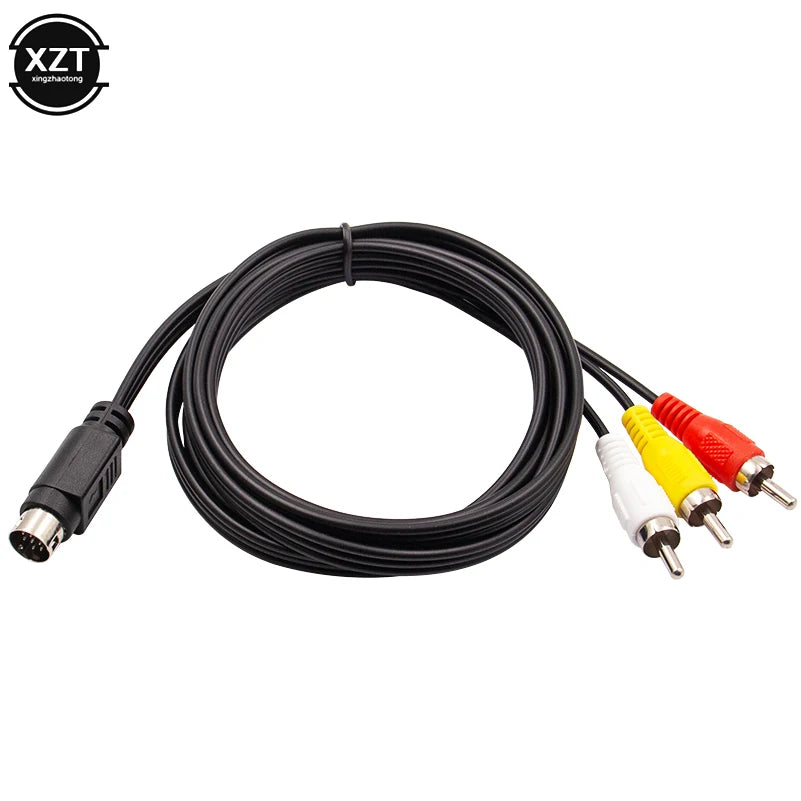 3RCA 1.8m 9 Pin Audio Video AV Cable for Sega Genesis 2 3 Game A/V Connection Adapter Cord Wire For SEGA Genesis II/III Game