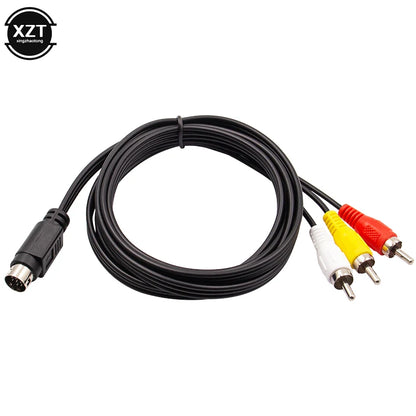 3RCA 1.8m 9 Pin Audio Video AV Cable for Sega Genesis 2 3 Game A/V Connection Adapter Cord Wire For SEGA Genesis II/III Game