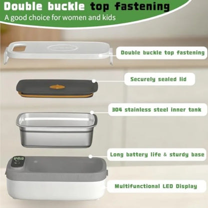 Cordless Electric Lunch Box for Adults 34oz/1L Heated Lunch Box with Timer and Adjustable Heating 14000mAh Rechargeable Portabl
