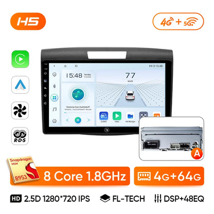 Ainavi Car Radio For Honda CRV CR-V 2012-2016 Carplay Android Auto Qualcomm Car Stereo Multimedia Player 4G Wifi DSP 48EQ
