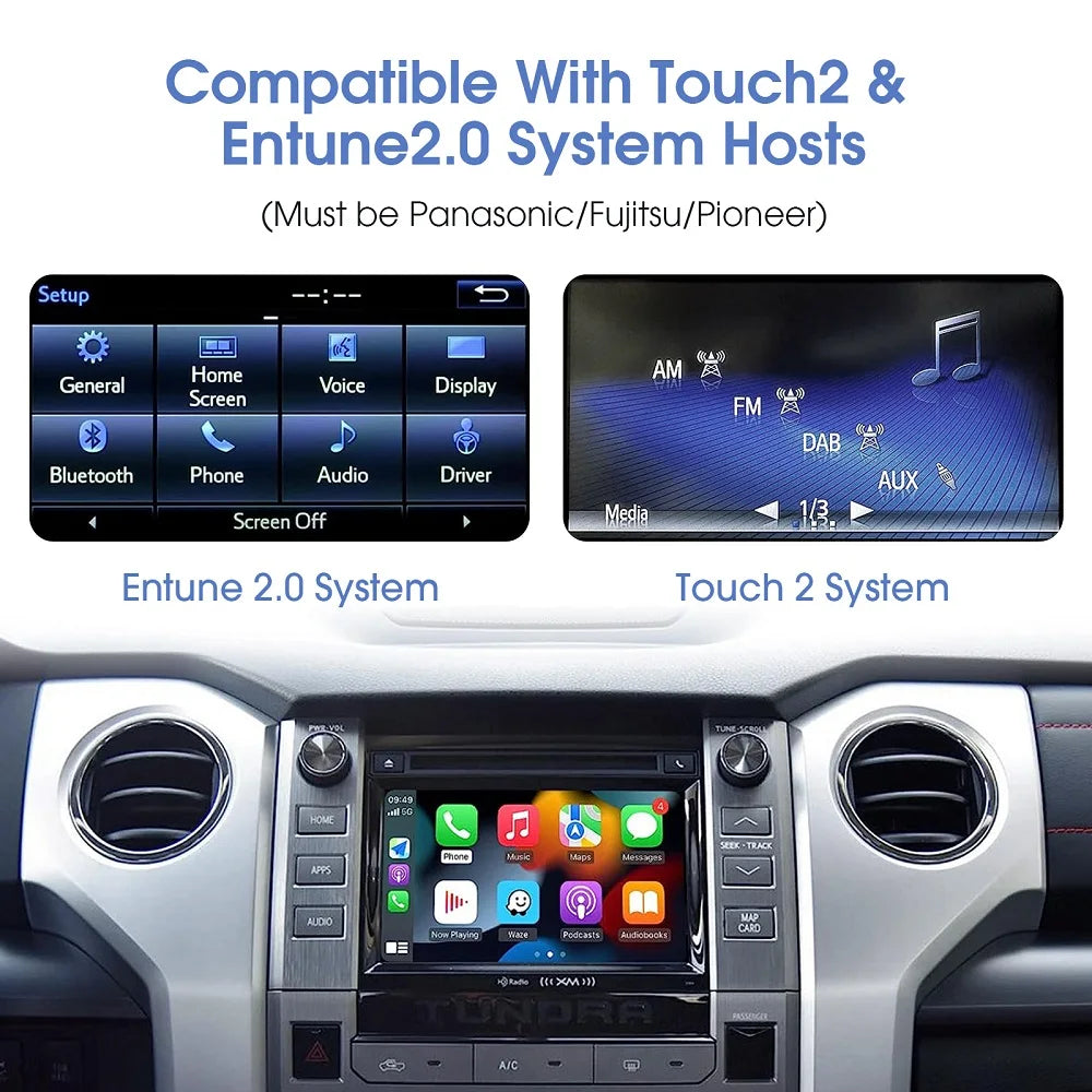 Wireless Carplay Android Auto for Toyota with Touch2 Entune2.0 2014-2019 Fits for Tundra/Highlander/RAV4/Tacoma/Camry/Corolla