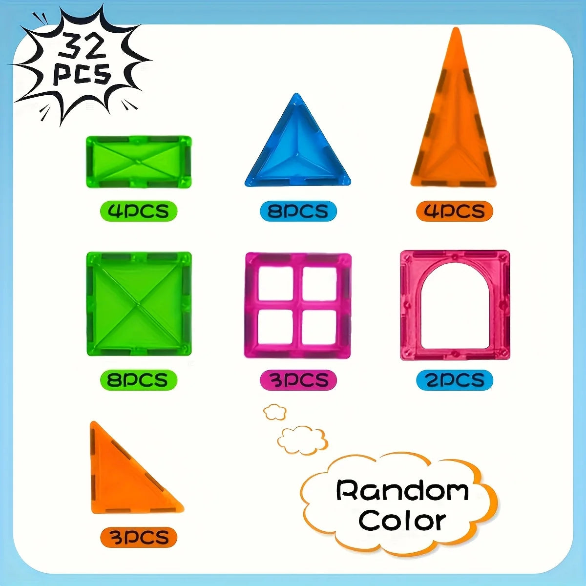 Magnetic Building Blocks, 3D Puzzle Assembly Suitable for Boys and Girls Birthday Gifts, Colors Are Random
