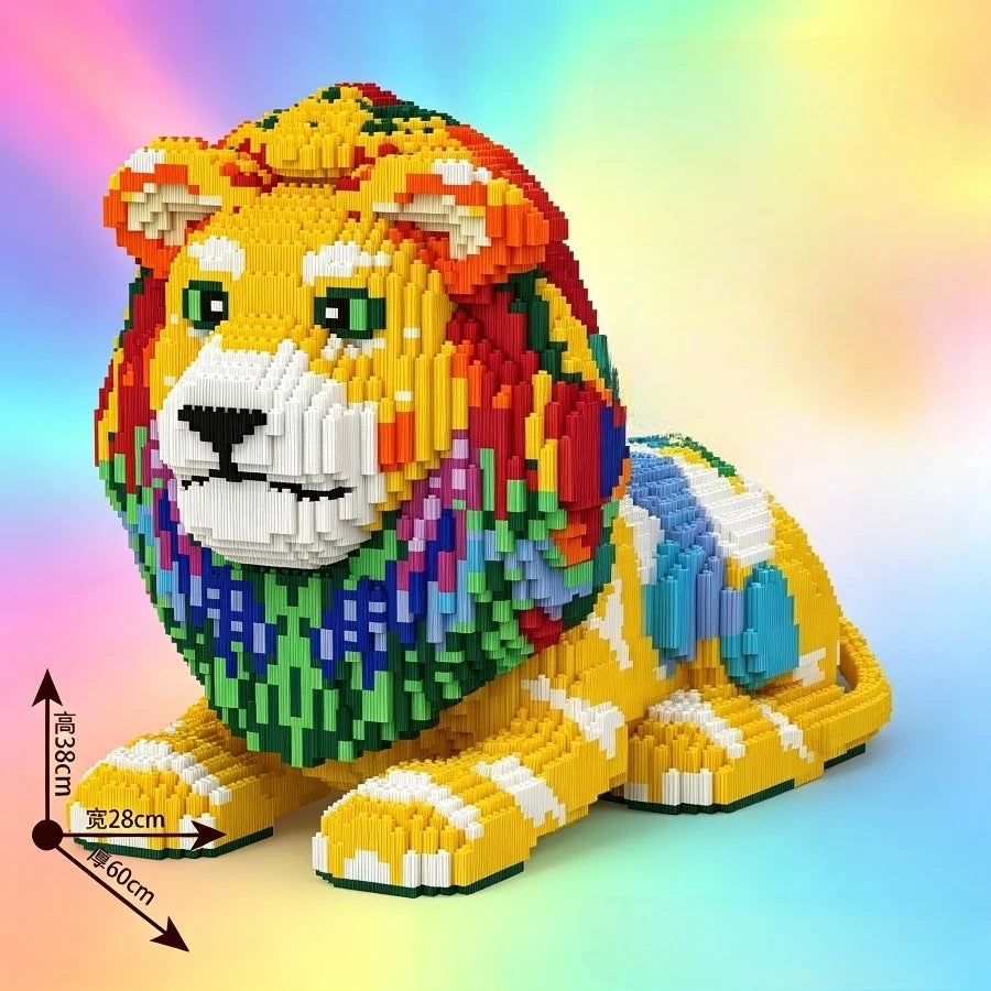 50cm 18888Pcs Colorful Lion Micro Building Blocks DIY Mini Bricks Model Kit Home Decor Adult Kids Creative Toys Birthday Gift