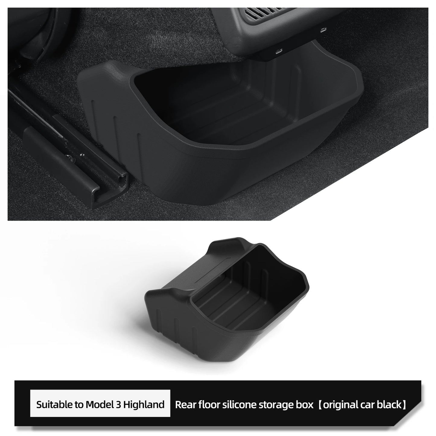 For Tesla Model 3 Highland 2025 Rear Seat Storage Box Below The Rear Air Outlet Rear Seat Organizer Tray Car Accessories 2024