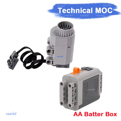 Technical MOC Building Blocks Power & Spray Kit Motor & Battery Box for RC Car Robot DIY Smoke Accessories