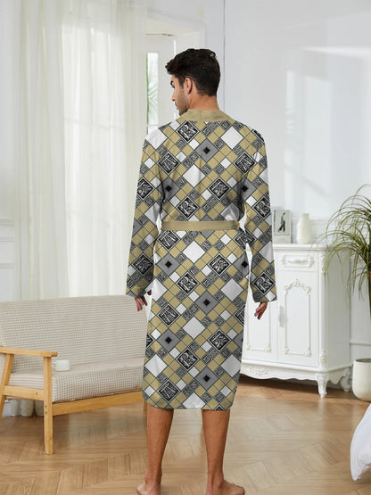 Men's Robe 2025 Autumn New Men Nightgown Sleepwear Home Nightgown Thin Skin Friendly 3D Printed Luxury Bathrobe Long Sleepwear
