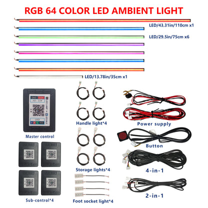 FOR YOUR CAR 6/18 in 1 Acrylic Car Ambient Light RGB 213 Color Symphony Acrylic APP Streamer Atmosphere Lamp Kit Sunroof light