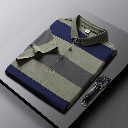 New Summer Men Classic Striped Polo Mens Cotton Short-Sleeved Fashion Business Casual Hot Polo Shirt Male Dropshipping LZLLTT