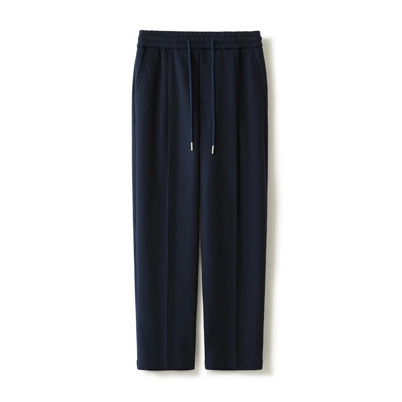 New Product Release Autumn Winter: Men's Wool Acetate Silk Straight Leg Pants Casual Hanging Pants Thick and Warm Knitted Pants