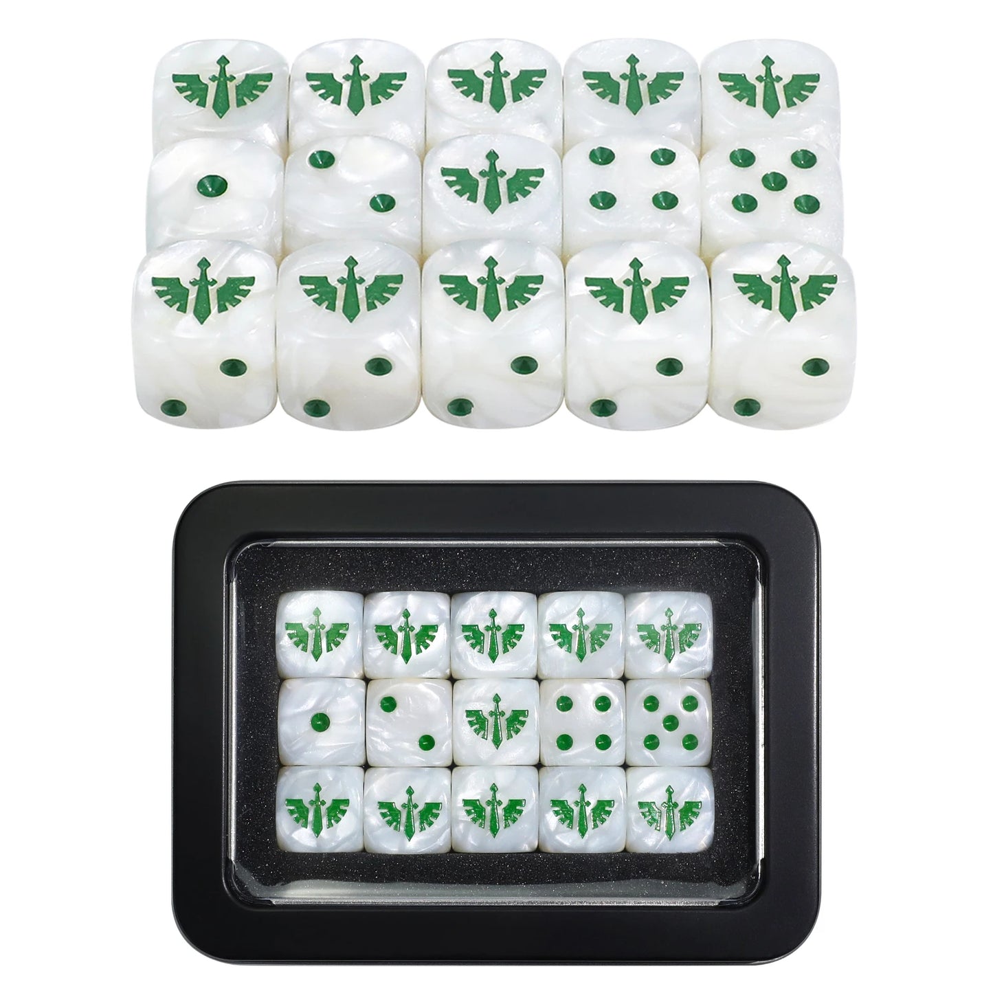 15PCS 16mm/0.63inch D6 Wargaming Dice Set for Tabletop Miniatures Game, Damage Tracking,Army Faction Themed Dice Tokens