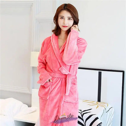 Thiened Long Pajamas Couples Flannel Spwear Coral Fce Home Clothes Men Women Robe Autumn Winter Nightgown Casual Sle
