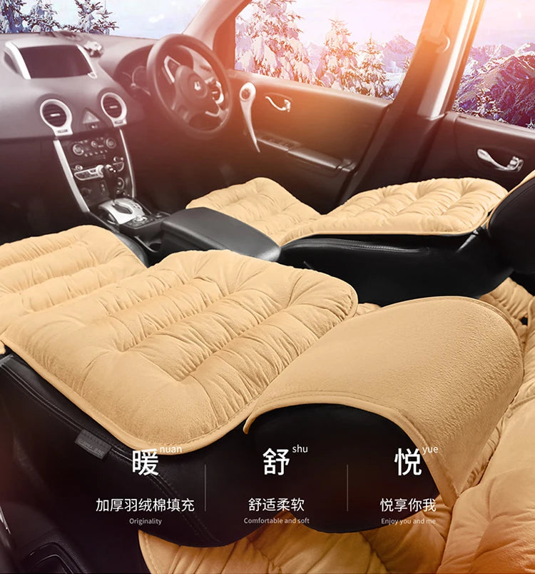 Plush Down Car Seat Cushion Winter Plush Single Seat Thickened Plush Winter Warm and Cold proof Five Seat Non shedding Hair