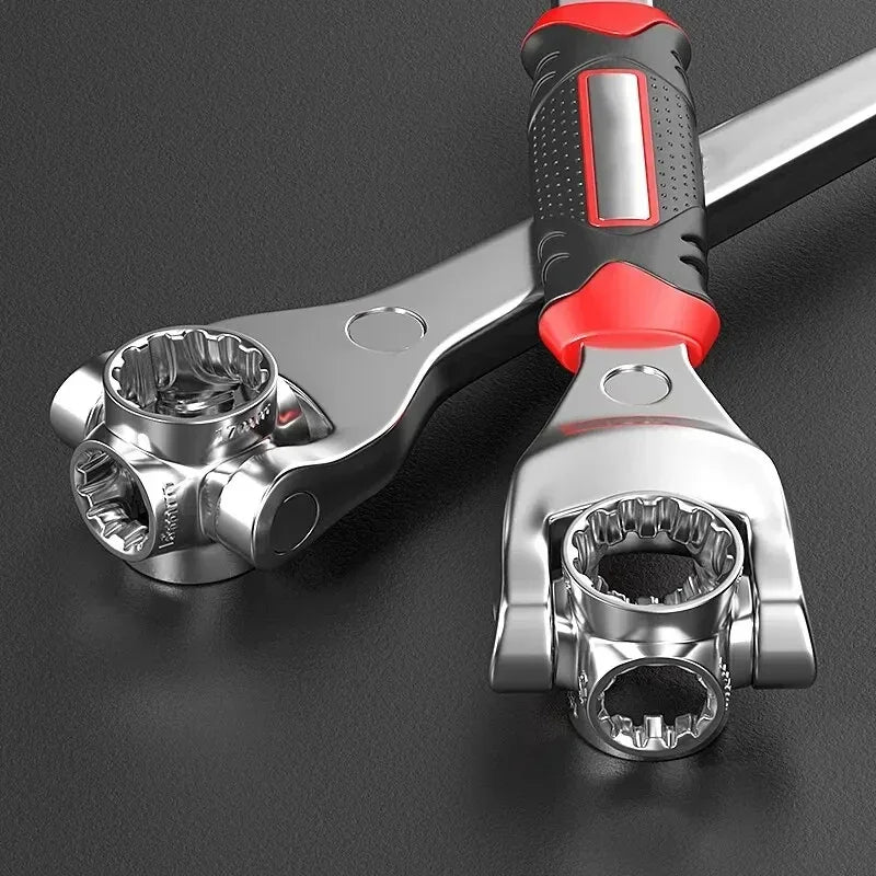 52 in 1 Tools Socket Works Universal Ratchet Spline Bolts Sleeve Rotation Hand Tools 360 Degree Multipurpose Tiger Wrench Tools