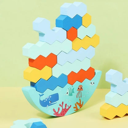 Wooden Stacker Puzzle Educational Balancing Activities Toy for 3 + Years 15UB