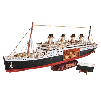 ROBOTIME Rolife Classic Luxury Cruise Ship 3D Puzzle LED Light Up Model with Lights Build for Display Nautical Decor for Home