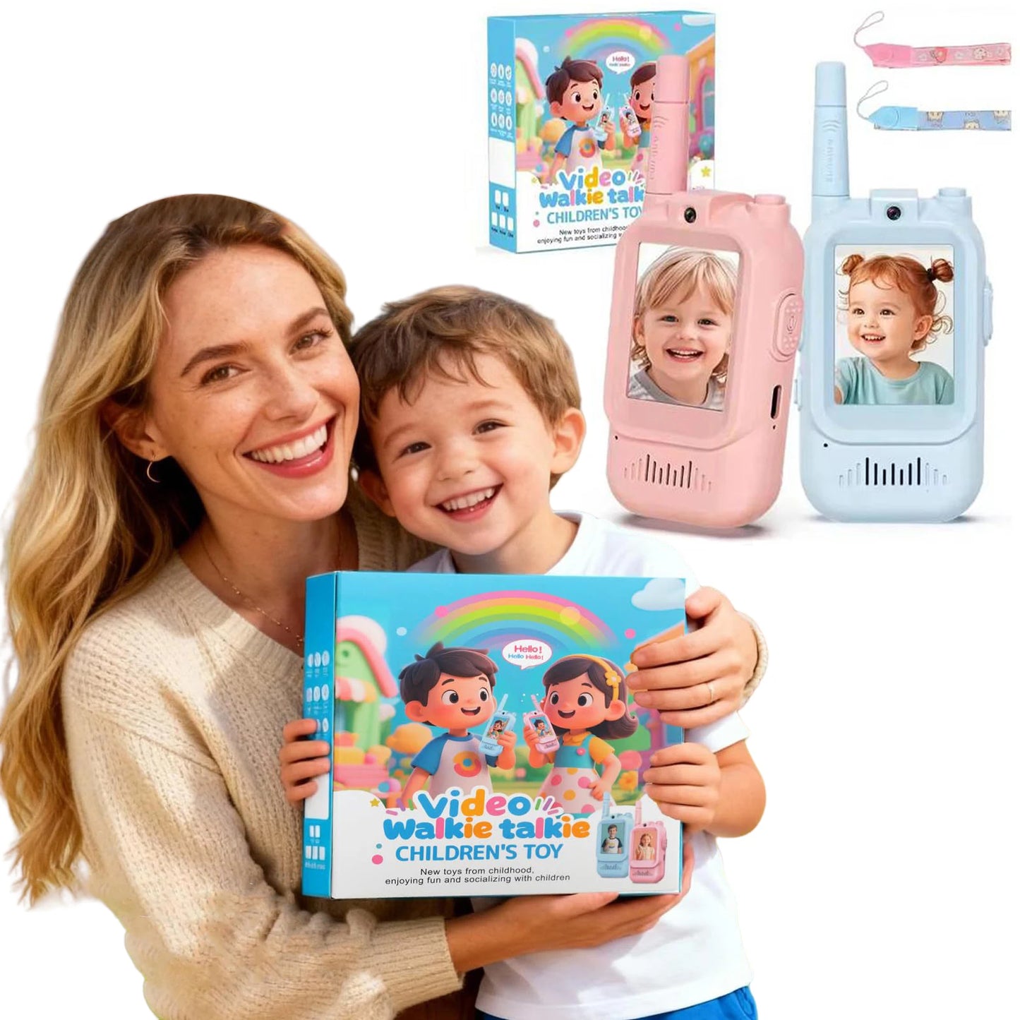 2 Pack Video Walkie Talkies Toys For Kids Rechargeable Kids Walkie Talkies with HD Camera & 3 Voice Changer Boy Girl Ideal Gifts