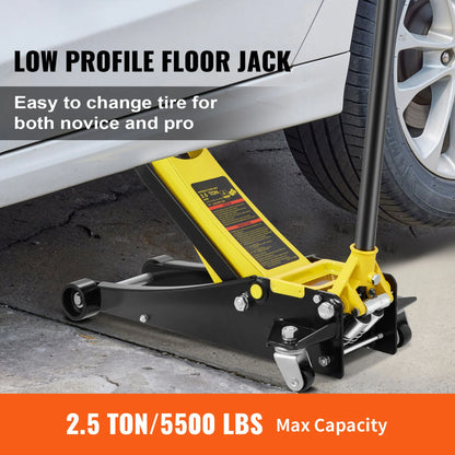 SucceBuy Floor Jack Profile Floor Jack Heavy-duty Steel Racing Floor Jack Quick Lift Pump Floor Jack Lifting Range 3.64"-19.49"