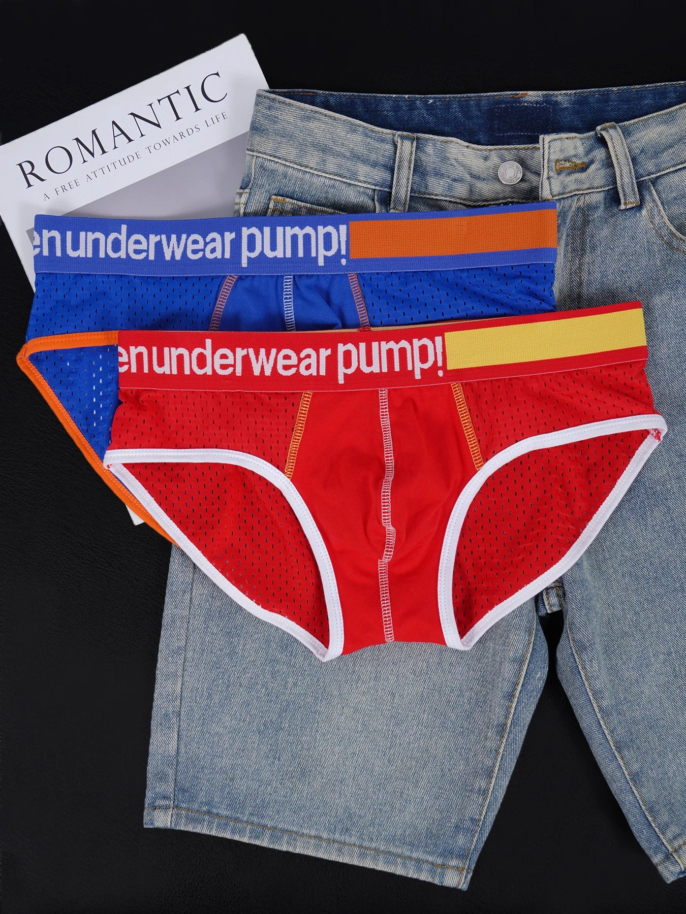 3 PCS Men's Mesh Briefs U Convex Pouch Elastic Waistband Breathable Colorful Sexy Underwear