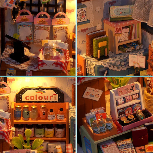 DIY Doll House Wooden Miniature Dollhouse Kit with Furniture Set Handmade Model Assembly Toy Case for Birthday Gifts