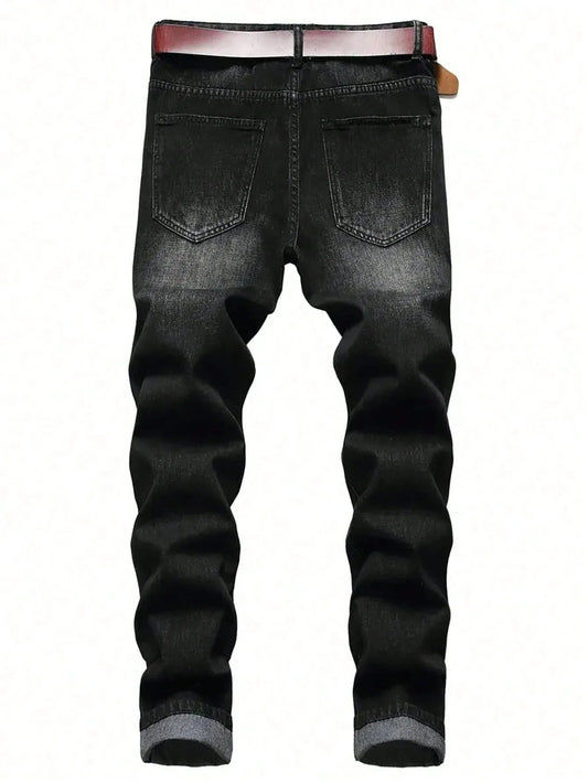 Trendy Black Slim Jeans For Man Original Y2K Drip Style Streetwear Denim No accessories or belts included