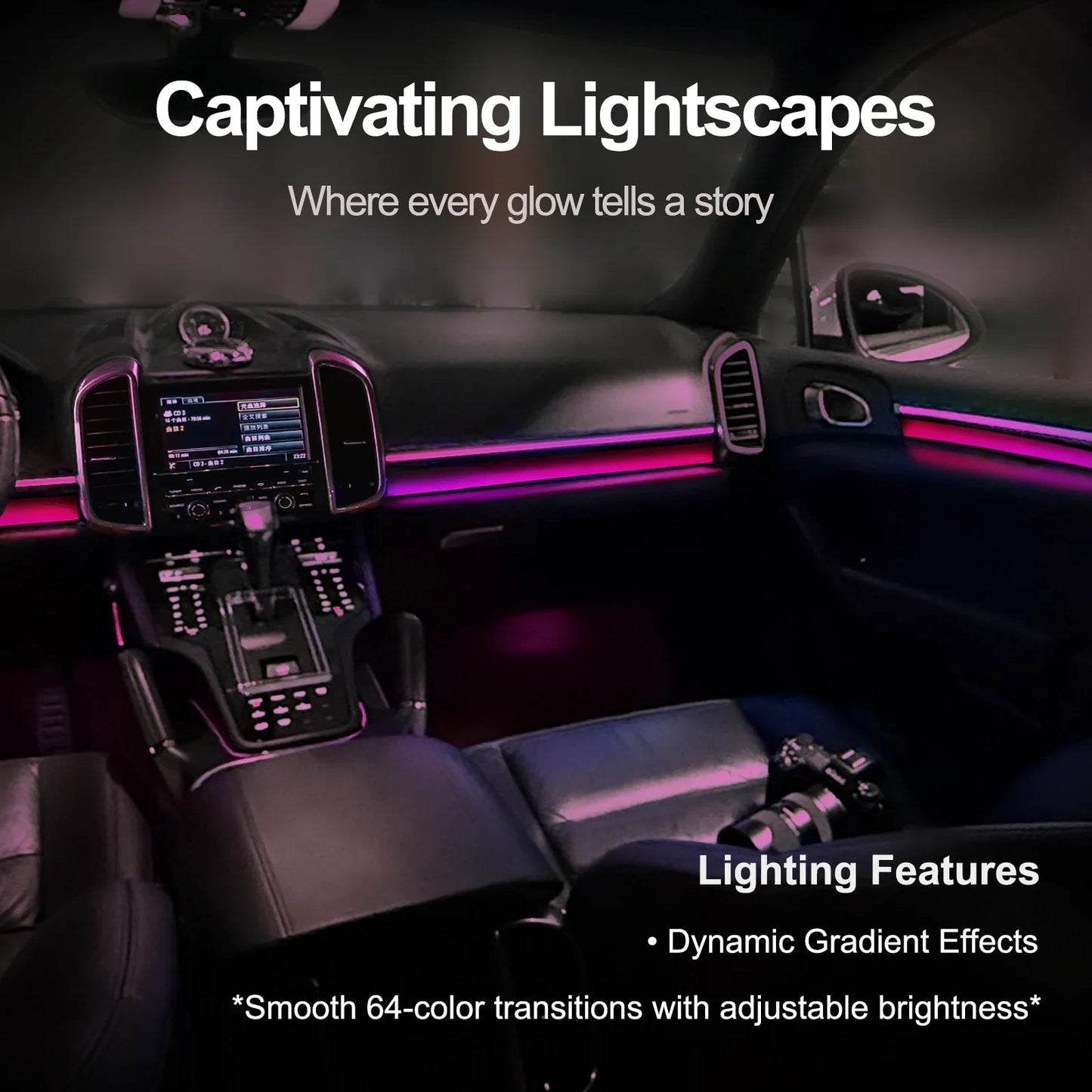 EZoneTronics Custom Ambient Lighting Kit for 2010–2017 Porsche Cayenne 1:1 OEM Mold,Supports App Control,Vehicle-Specific Fit