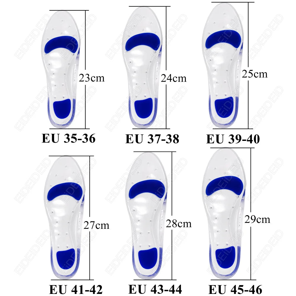 Silicone Gel Medical Insoles for Shoes Men Women Flat Foot Arch Support Orthopedic Insoles for Plantar Fasciitis Relief Shoe Pad
