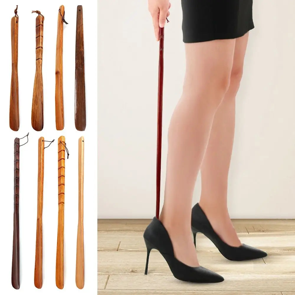 Professional Extra Long Handle Shoe Horn Easy Remover Wooden Shoehorn Lifter Seniors Put on Shoes Tools