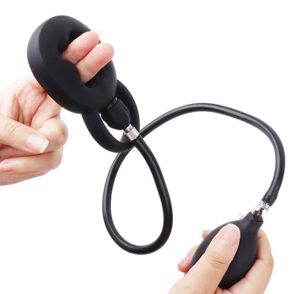 Inflatable Cock Ring Ejaculation Delay Penis Ring Liquid Silicone Erection Enhancing Flirting Training Male Masturbator Sex Toys