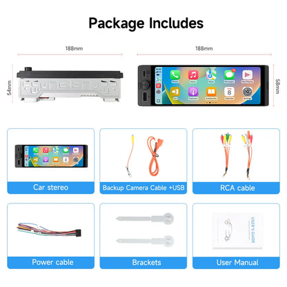 1DIN Universal MP5 6.28-Inch Car Radio IPS Wireless Carplay Android AUTO AUX USB SWC BT Touch Screen Multimedia Video Player