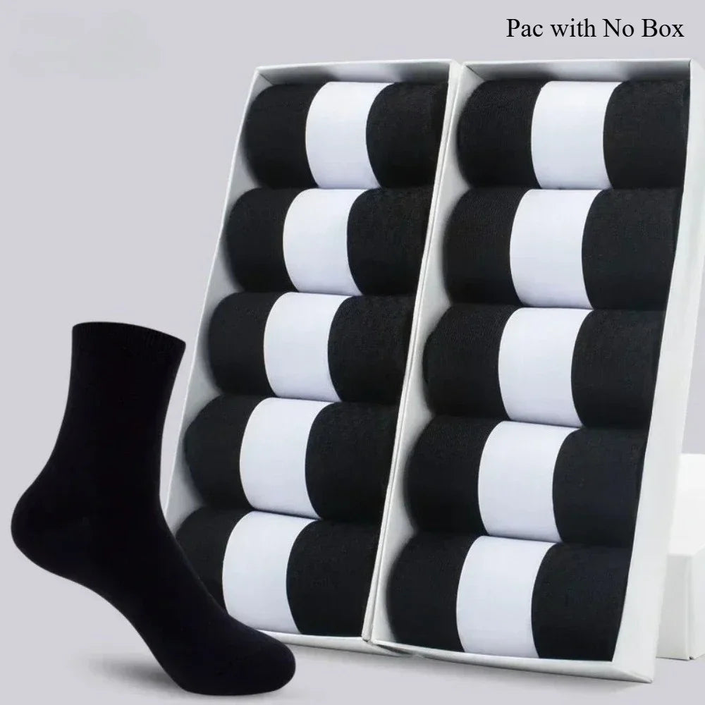 5 10 Pairs Men Socks Cotton Blend Black Business Casual Soft Breathable for  Spring Summer Autumn Winter Size 6-13
