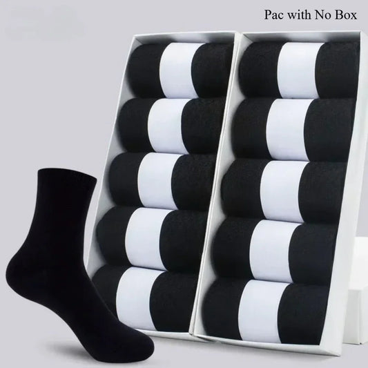 5 10 Pairs Men Socks Cotton Blend Black Business Casual Soft Breathable for  Spring Summer Autumn Winter Size 6-13
