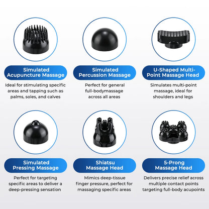 Handheld Percussion Massager, Corded Deep Tissue Body Massager for Back Neck & Shoulders, 12 Modes, 10 Speeds, 6 Heads, Gift