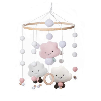 DIY Baby Crib Bed Bell Holder Arm Toy Imitation Wood Grain Infant Bed Decoration Toys Rotating Music Box Nut Screw Arm Bracket