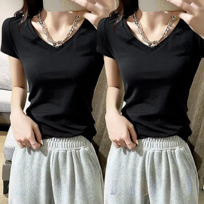 Summer Women's Slim Fit Short Sleeve T-Shirt Half Sleeve Base Shirt Versatile Base Layer Top Quality Polyester Fiber Commute ...