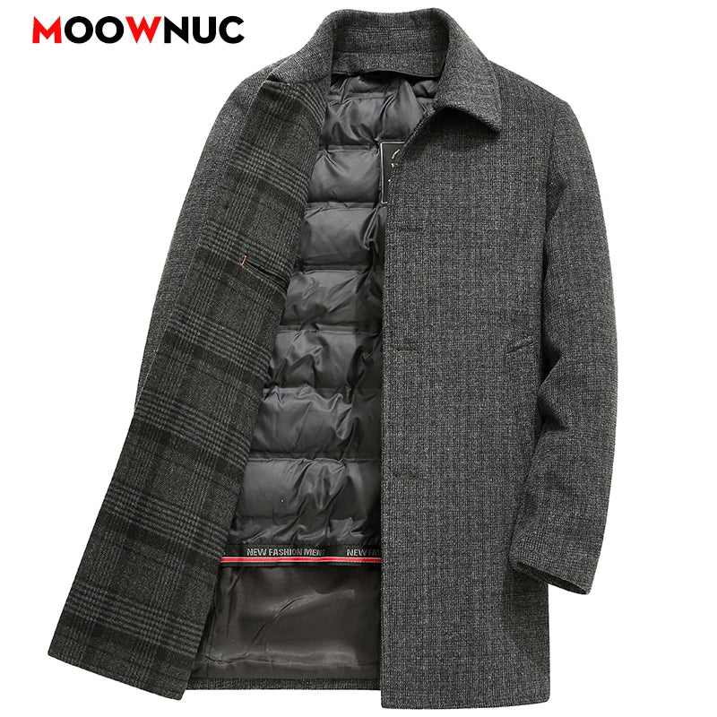 Men's Autumn Trench Coat Warm Woolen Overcoat Male Autumn Winter Men's Wear Woollen Coat Male Warm Mens Long Jacket Men Clothing