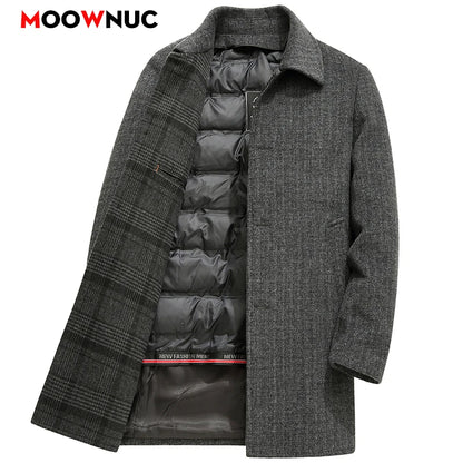 Men's Autumn Trench Coat Warm Woolen Overcoat Male Autumn Winter Men's Wear Woollen Coat Male Warm Mens Long Jacket Men Clothing